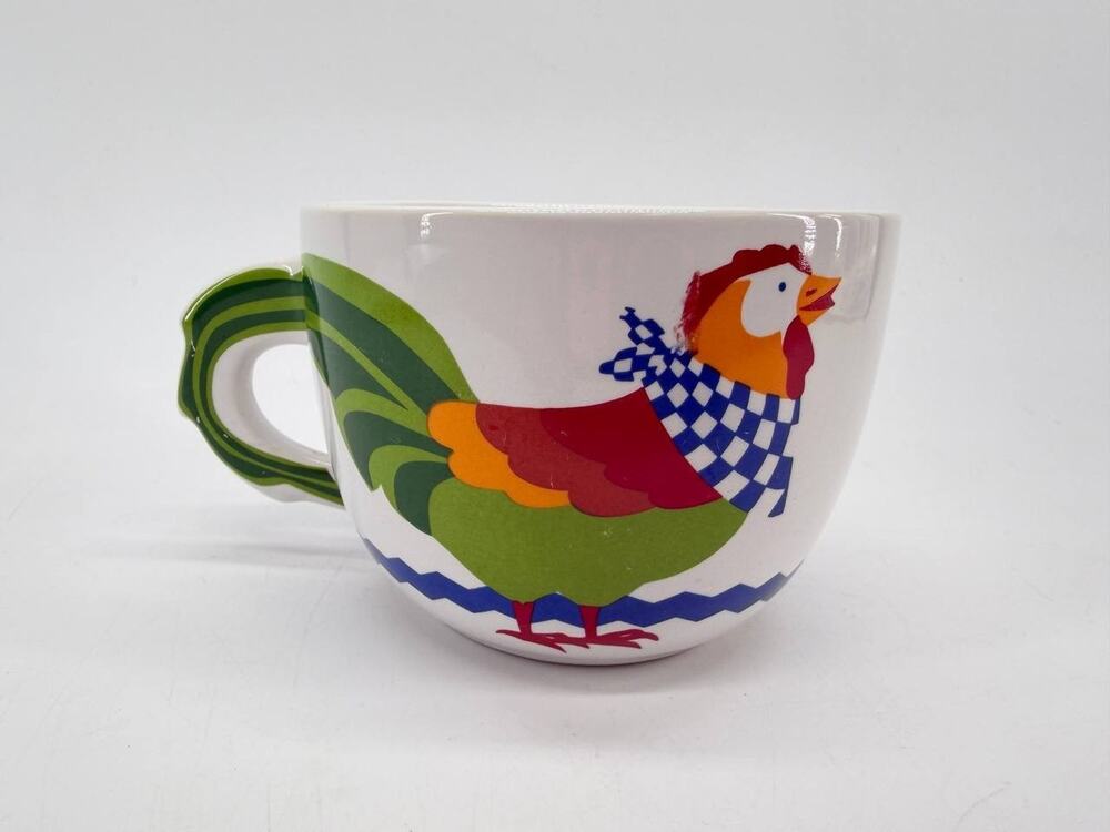 FTD Especially for You Ceramic Rooster Mug Cup Green Handle Taiwan 1.50 lb